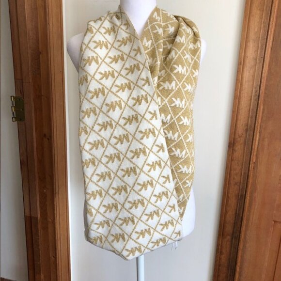 MICHAEL KORS Infinity Scarf Gold White Metallic NWOT - Picture 6 of 16